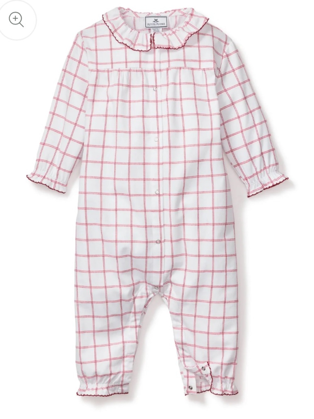Petite Plume- Garnet Tattersall Madeline Romper- Pajama 0-3 Months Holiday